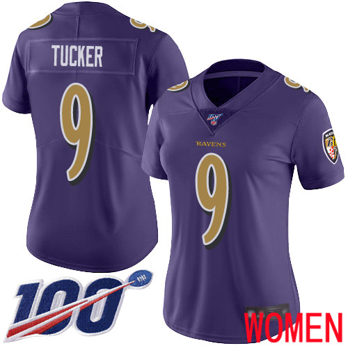 Baltimore Ravens Limited Purple Women Justin Tucker Jersey NFL Football #9 100th Season Rush Vapor Untouchable->women nfl jersey->Women Jersey